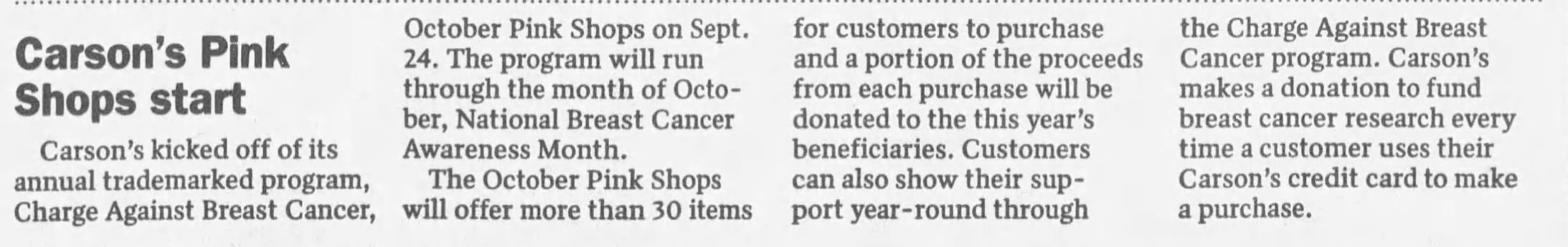 Carson's Pink Shops start
